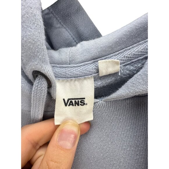 Vans Small Gray Hoodie Checkerboard Back Logo Pullover Sweatshirt Streetwear - Picture 3 of 8